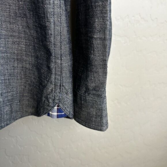 Fred Perry Button Down Shirt Men's Large Slim Fit Gray Plaid Check Collar Adult - Picture 2 of 10